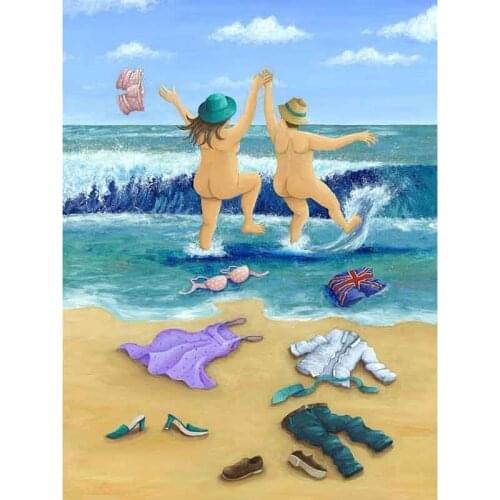 DIY Painting By Numbers Beach Couple Coloring By Numbers Wall Art Canvas Picture Hand Painted Room Decoration 40x50cm