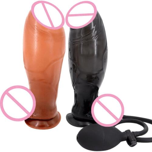 DLX Soft Dildo Big Butt Plug Huge Inflatable Dildo Pump Penis Realistic Suction Cup Sex Toys For Women Large Sex Products