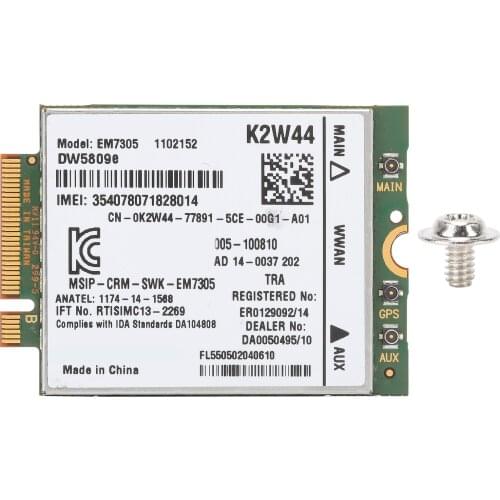 EM7305 4G Module For Dell DW5809e Sierra 52Pin Wireless Network M2 NGFF LTE WWAN Card 100 Mbps USB Charger