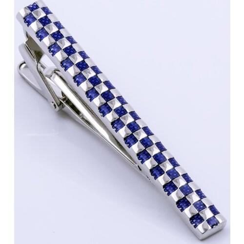 KFLK quality cufflinks stickpin tie pin mans wedding present blue grid tie clip cufflink stickpin 2017 products guests