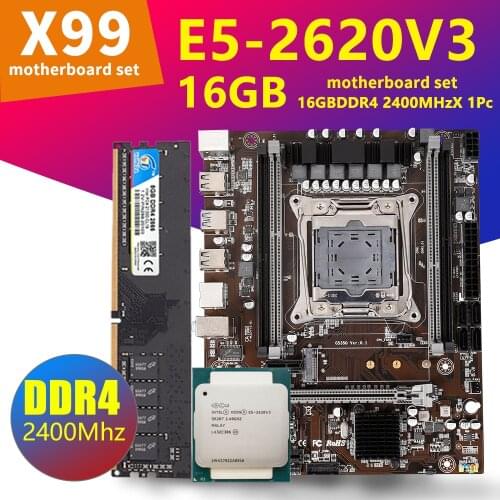 X99 DDR4 motherboard set LGA 2011V3 with Xeon E5 2620 V3 CPU 16GB 2400MHz DDR4 memory