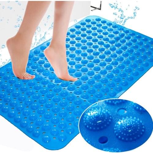2019 Large Strong Suction Thin Bathroom Mat Anti Slip Bath Shower Mat PVC Massage Particles Foot Pad Odorless Non-Toxic Bath Mat