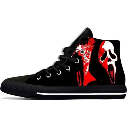 Movie Scream Ghost Face Horror Halloween Funny Casual Cloth Shoes High Top Lightweight Breathable 3D Print Men Women Sneakers