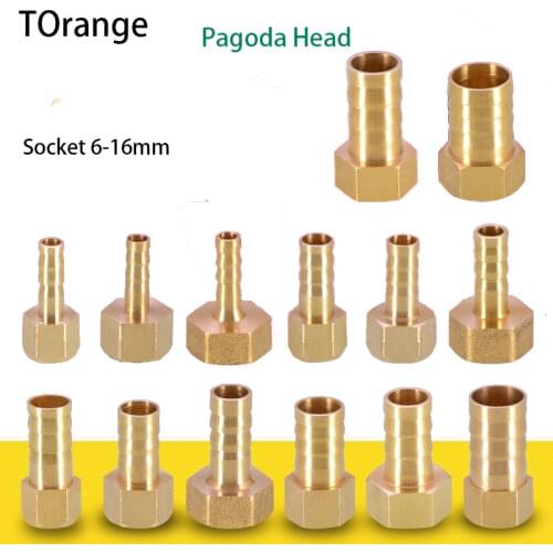 Copper 1/4 pagoda head 1/8IN 1/4IN 3/8IN inner teeth Green head soft leather pipe water pipe copper joint DN8 accessories
