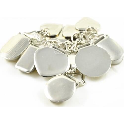 Metal Suspender Pacifier Clips With Plastic Insert Holder For Trousers Jeans Bags Belts Pants Garment Decoration Diy 15mm 50pcs