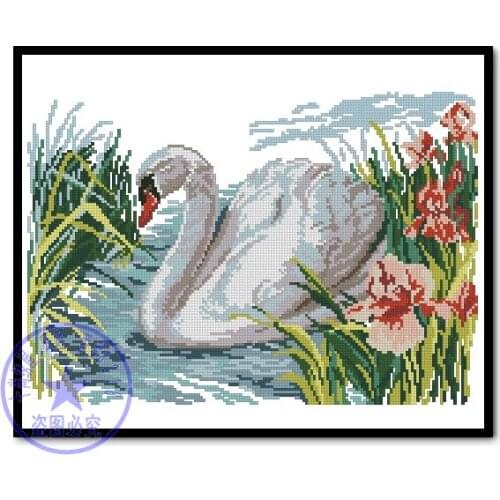 Top Quality hot selling lovely beautiful counted cross stitch kit swans pond swan lake alisa