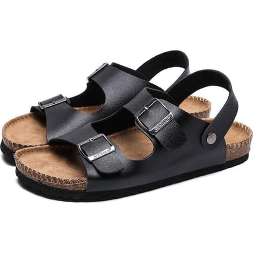 New Casual Fashion BeachShoes thick-soled wear-resistant Sandals mens Leather dual-use Sandals and slippers Leather Beach Shoes