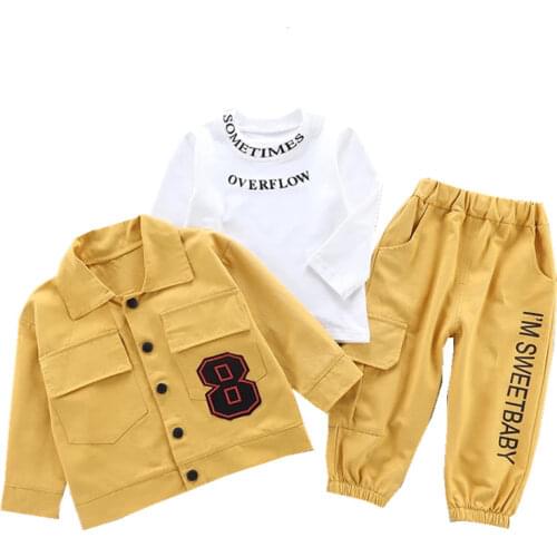 New Spring Autumn Children Suits Cotton Clothes Baby Boys Girls T Shirts Jacket Pants 3Pcs/sets Kids Fashion Toddler Tracksuits