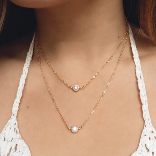 2019 Boho Women Choker Necklace Gold Silver Chain Heart Leaf Star Moon Pearl Long Pendant Necklace Jewelry Wholesale Necklaces