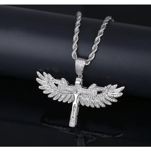 Funmode White Gold Color Angel Wing Shape Pendant Necklace For Women Accessories Rope Link Chain Jewelry Wholesale FN233