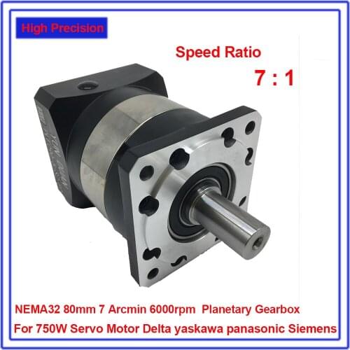 Ratio 7:1 NEMA32 80mm 19mm Input Shaft Planetary Reducer 7Arcmin 3500rpm/min Gearbox Reducer For Delta Servo Motor Spindle CNC