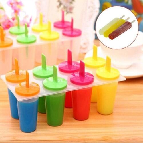 8 Cell Plastic Candy Color Ice Mold Home Diy Frozen Popsicle Mould Cream Stickers Maker Sticker Molds Lolly Juice Ice Freez U4O6