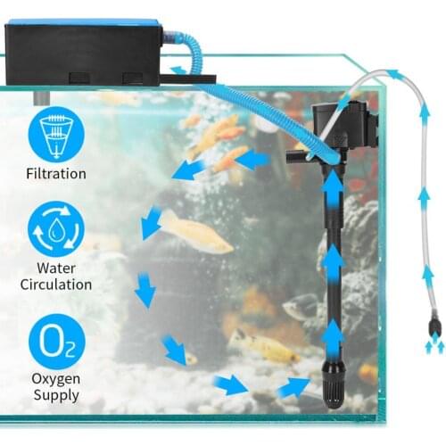Plastic 1Set Useful Fish Tank Submersible Fiter Pump High Performance Aerator Pump Three-in-one for Fish Tank
