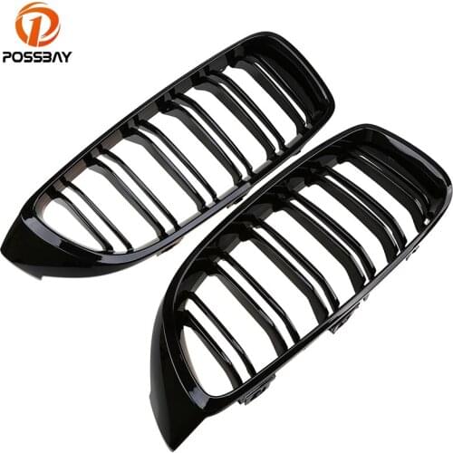 POSSBAY Car Front Grilles Double Line Kidney Gloss Black Grill Grilles for BMW 4-Series F33 420i/425d/428i/ Cabrio 2013-2016