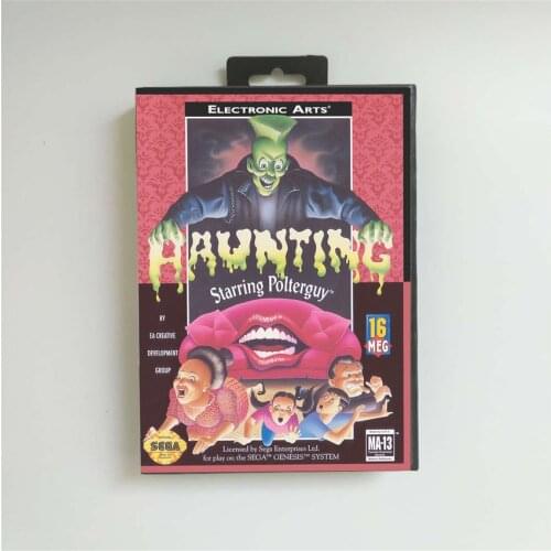 Haunting Starring Polterguy - USA Cover With Retail Box 16 Bit MD Game Card for Sega Megadrive Genesis Video Game Console