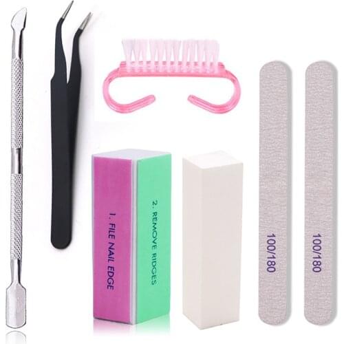 7Pcs/Set Professional Nail File Art Sand Files Buffer Sponge Block Cuticle Pusher Gel Polish Manicure Tools for Nail Accessories