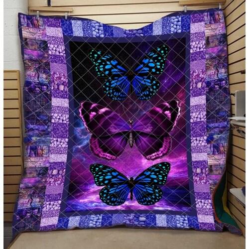 Butterflies Quilt Purple Mysterious Soft High End Fashionable Kids School Adults Bed Summer Cool Quilt Dropshipping