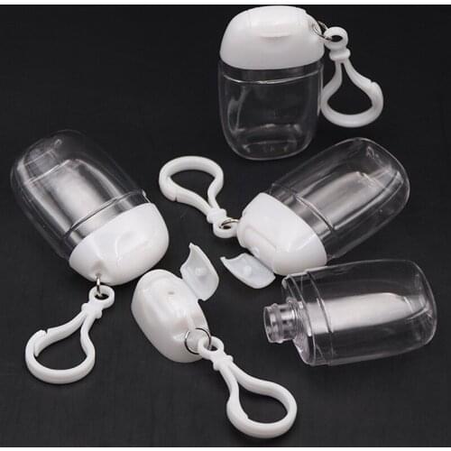 30ml Travel Refillable Empty Transparent Bottle Portable Spray Bottle Separate Bottling with Key Ring Hook Alcohol Containers