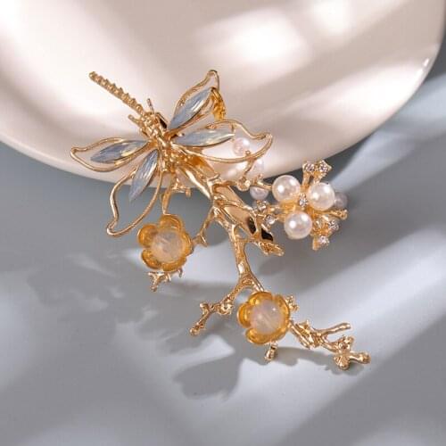 Dragonfly Hairpin with Pearl Tassel Cute Vintage Headdress Hanfu Clothing Accessories for Little Girls BH