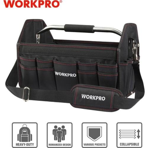 WORKPRO 16" 600D Foldable Tool Bag Shoulder Bag Handbag Tool Organizer Storage Bag