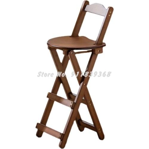 Modern Simple Bar Chair Foldable Armchair Family Dining Room Bar Stool Living Room Solid Wood Kitchen High Stool Chair