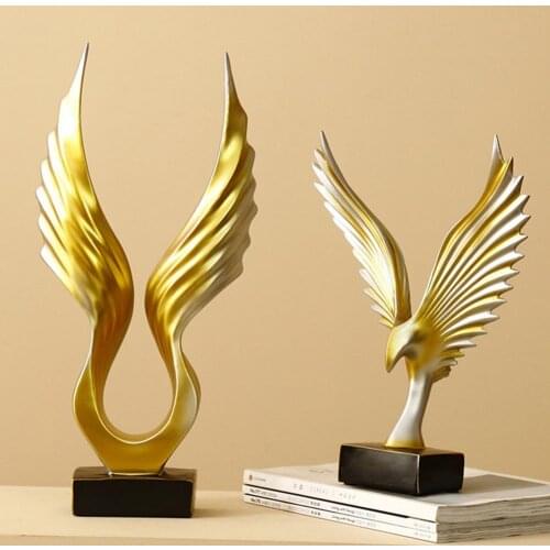 Bird Wing Statue Resin Desktop Figurine Office Garden Sculpture Workmanship Angel Wing Ornaments Simple Vivid Home Decoration