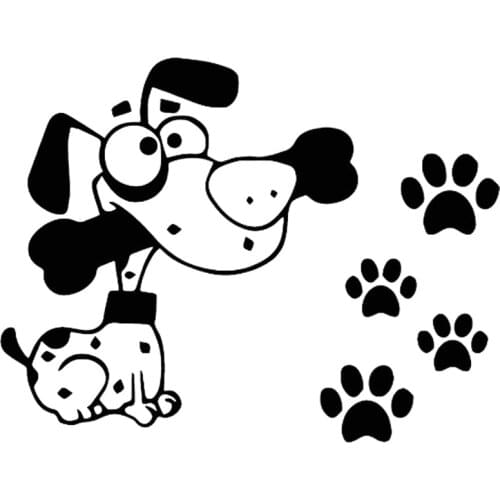 Car Sticker Cute and Funny Dog Paw Print Car Decoration Sticker Creative Waterproof Cover Scratch Black/white, 15cm*11cm