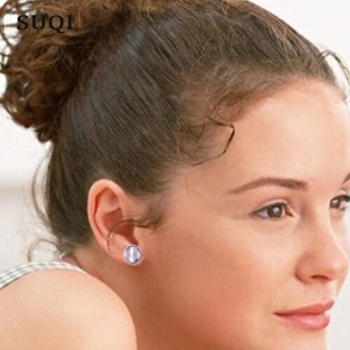 SUQI fashion shell colour stainless steel enamel Clover Earrings non-toxic non-fading Ear Nails earrings jewelry for women 2019