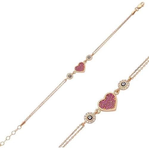 Tevuli 925 Sterling Silver Pink Heart Women Bracelet