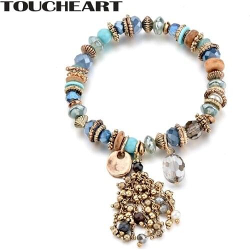 TOUCHEART Latest Design Glass Bead Handmade European Bracelet Bangles Charms For Women Luxury Brand Jewelry Bracelets SBR170048