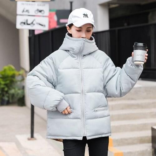 Thicken Woman Parkas Solid Loose Womens Winter Puffer Jacket Plus Size Korean Style Hooded Stand Collar Casual Overcoat Female