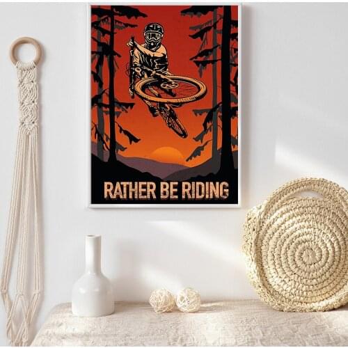 Vintage Bike Riding Sports Mountain Landscape Posters and Prints Classic Canvas Paintings Retro Wall Pictures Home Decor