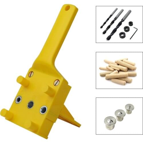 Quick Wood Doweling Jig ABS Plastic Handheld Pocket Hole Jig System 6/8/10mm Drill Bit Hole Puncher For Carpentry Dowel Joints