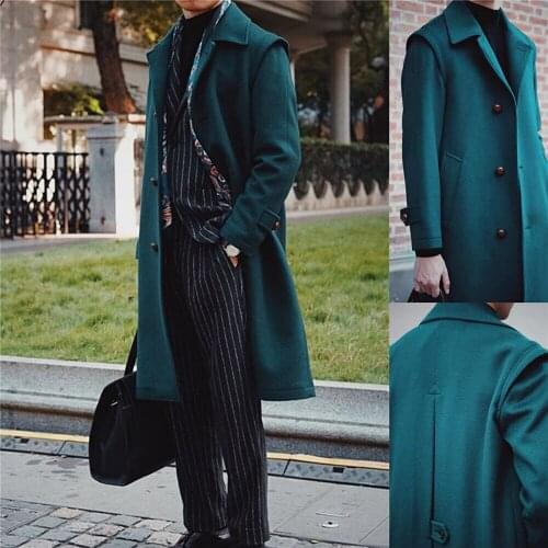 Winter Long Woolen Mens Coat Jacket Custom Made Thick Wedding Tailored Party Prom Business Blazer Only One Piece Suit