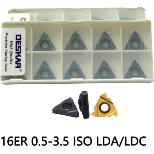 10PCS 16ER 1.5 iso16ER 0.5 0.75 1 1.25 1.5 1.75 2 2.5 3 3.5 ISO LDA LDC Turning Tools carbide inserts CVD coating DESKAR brand