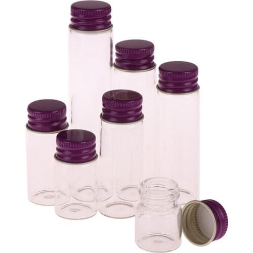10Pcs/pack 5/7/10/14/18/20/26ML Tiny Glass Jar Bottles with Aluminium Lid Storage Jar Refillable Bottle