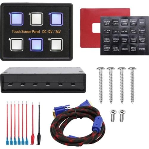 12V 24V 6 Gang LED Touch Screen Switch Control Panel for Car Boat Truck Yachts