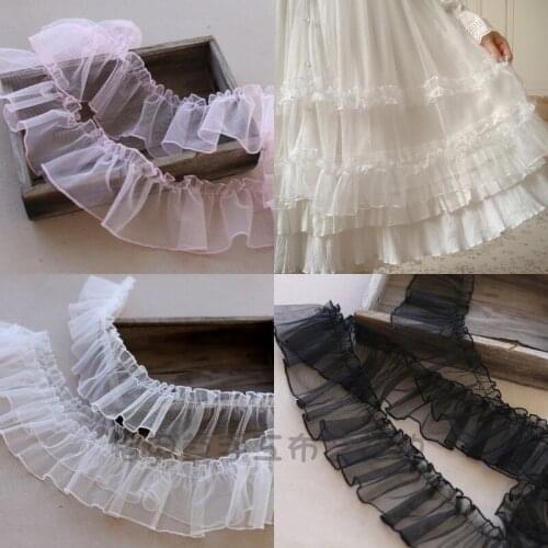 2Meters/Lot 10cm Wide Ruffles Pleated Mesh Lace DIY Apparel Sewing Fabric Dress Clothing Shirts Doll Decoration Lace Trim
