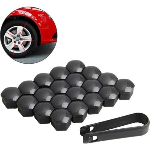 20Pcs/Set 17mm Car Wheels Plastic Nuts with Screw Cap Removal Tools E7CA