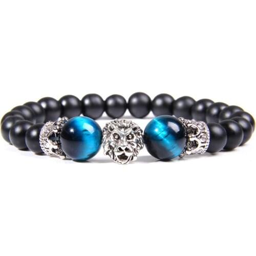 2021 Classic Golden Lion Head Bracelet Mens Tiger Eye Rock Punk Bracelet Fashion Party Wedding Jewelry Pulseira Bileklik