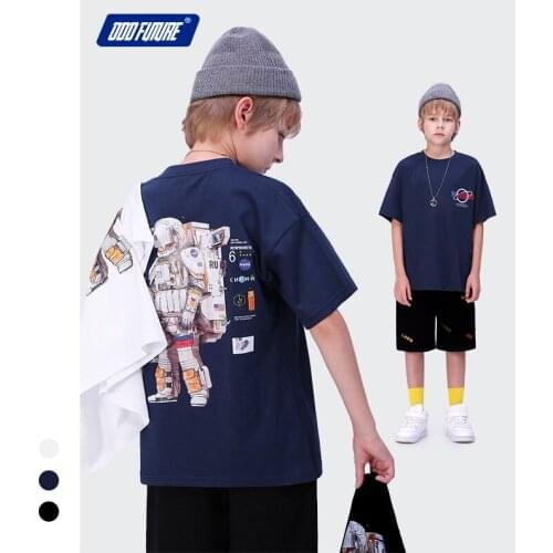 2021 Summer New Kids Boys T-shirts Korean Style Casual Loose Teens Print Tee Shirts Cotton Short Sleeve T Shirts for Big Boys