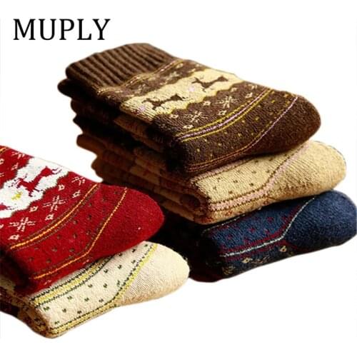5pairs/Lot Hot Sale Women Cashmere/Dehaired Angora Blended Winter Thick Warm Socks Christmas Harajuku Style Xmas funny socks