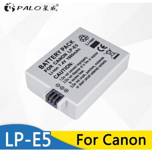 Palo Battery 1Pcs 7.4V 1800mAh LP-E5 LP E5 LPE5 Rechargeable Battery Digital Camera Li-ion Battery for Canon 450D 500D 1000D