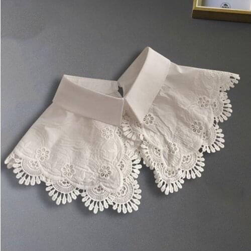 White Fake Collar Women Detachable Collars Lace False Fake Collar Lolita Jacquard Black Shawl Necklace Short Shoulder Wrap