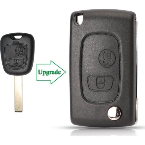Bilchave 2 Buttons Modified Flip Folding Remote Key Shell FOB For Peugeot 307 607 207 407 With HU83 / VA2 Blade Replacement