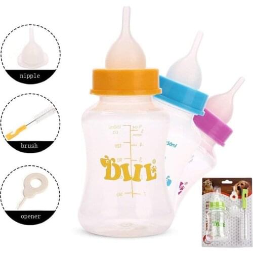 Water Puppy Kitten Dog Cat Baby Feeding Tool Cleaning Brush Pet Milk Bottle Nipple Pacifier Water Nursing Pet Supplies 150ML