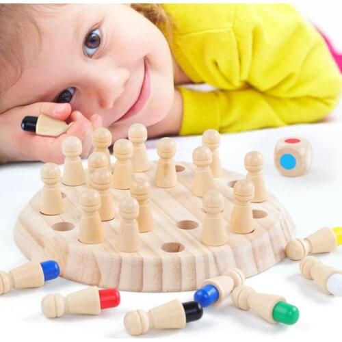 Wooden Memory Match Stick Chess Game Kids Fun Block Board Game Educational Color Cognitive Ability Family Toy juegos de mesa #SD