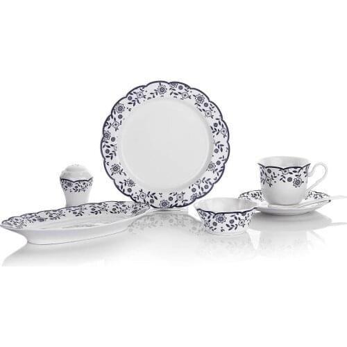 Schafer Stuttgart 32 Piece Porcelain Breakfast Set Navy -LAC01