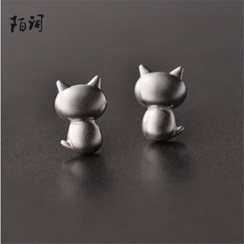 Hot Sale 925 Silver Cute Little Cat 9mm*6.5mm Stud Earring For Girl Gift Kitty Earring Fashion Sterling-Silver-Jewelry ES005