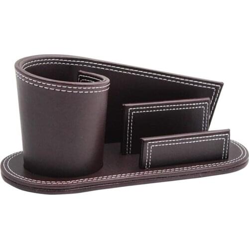 PU Leather Stylish Personality Pen Holder,Multi-Function Desk Stationery Organizer Creative,Multifunctional Storage Box